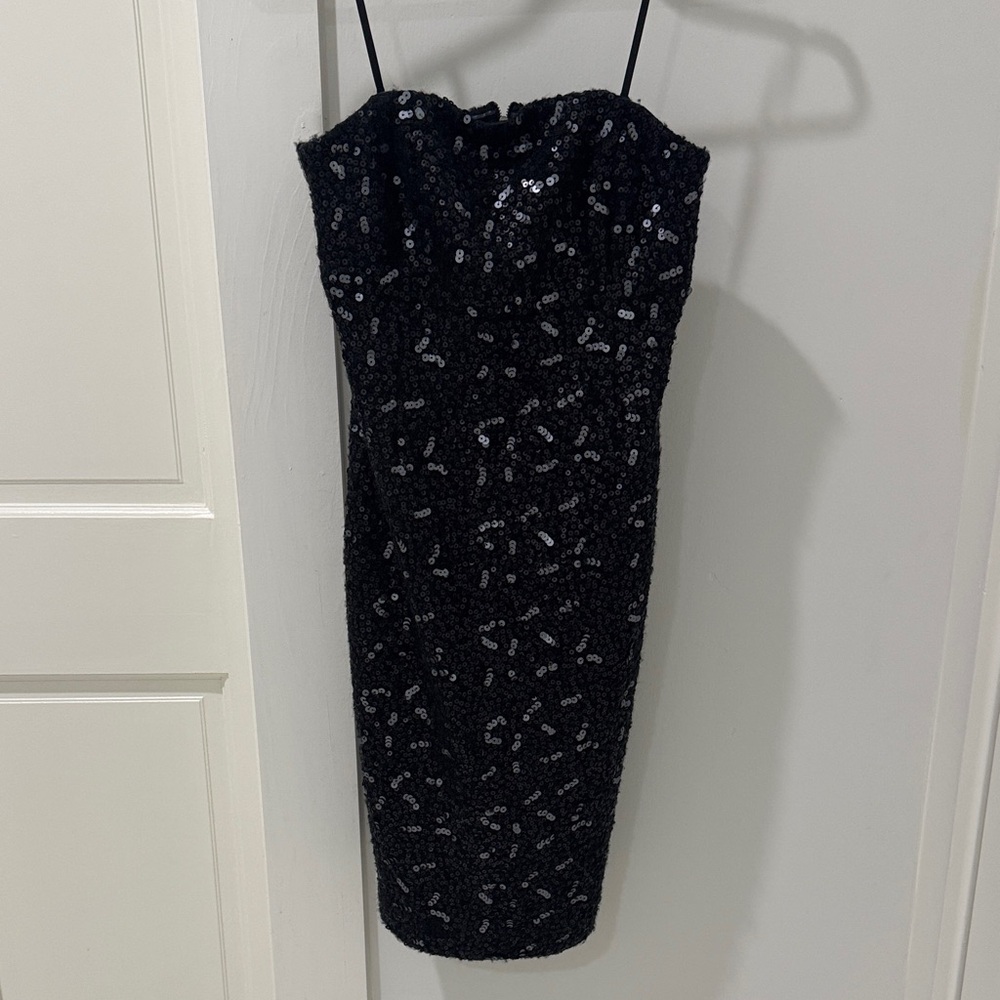 Elegant Black Strapless Sequin Dress